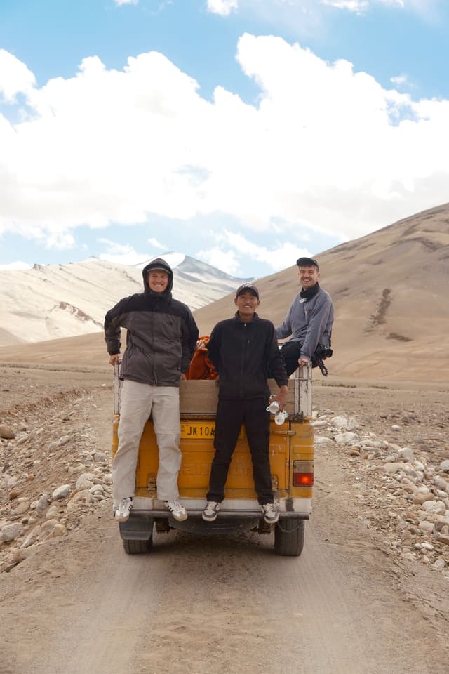 Trekkers hiking through mountain trails